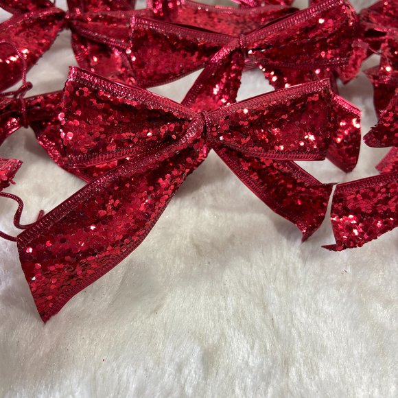 Set of 17 Red glitter holiday Christmas reusable Bows - Picture 2 of 8